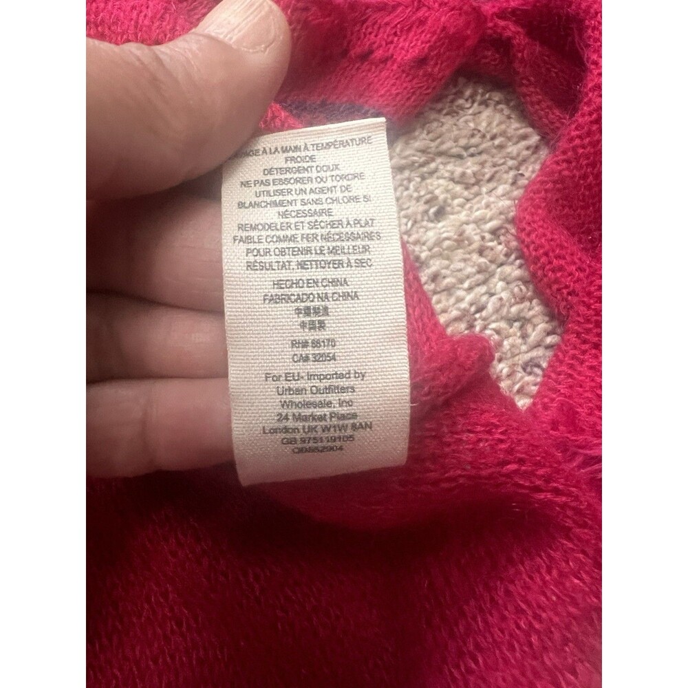Free People Raspberry Pink Red Textured Knit Bell Sleeve Sweater Women’Size XS - Picture 12 of 14